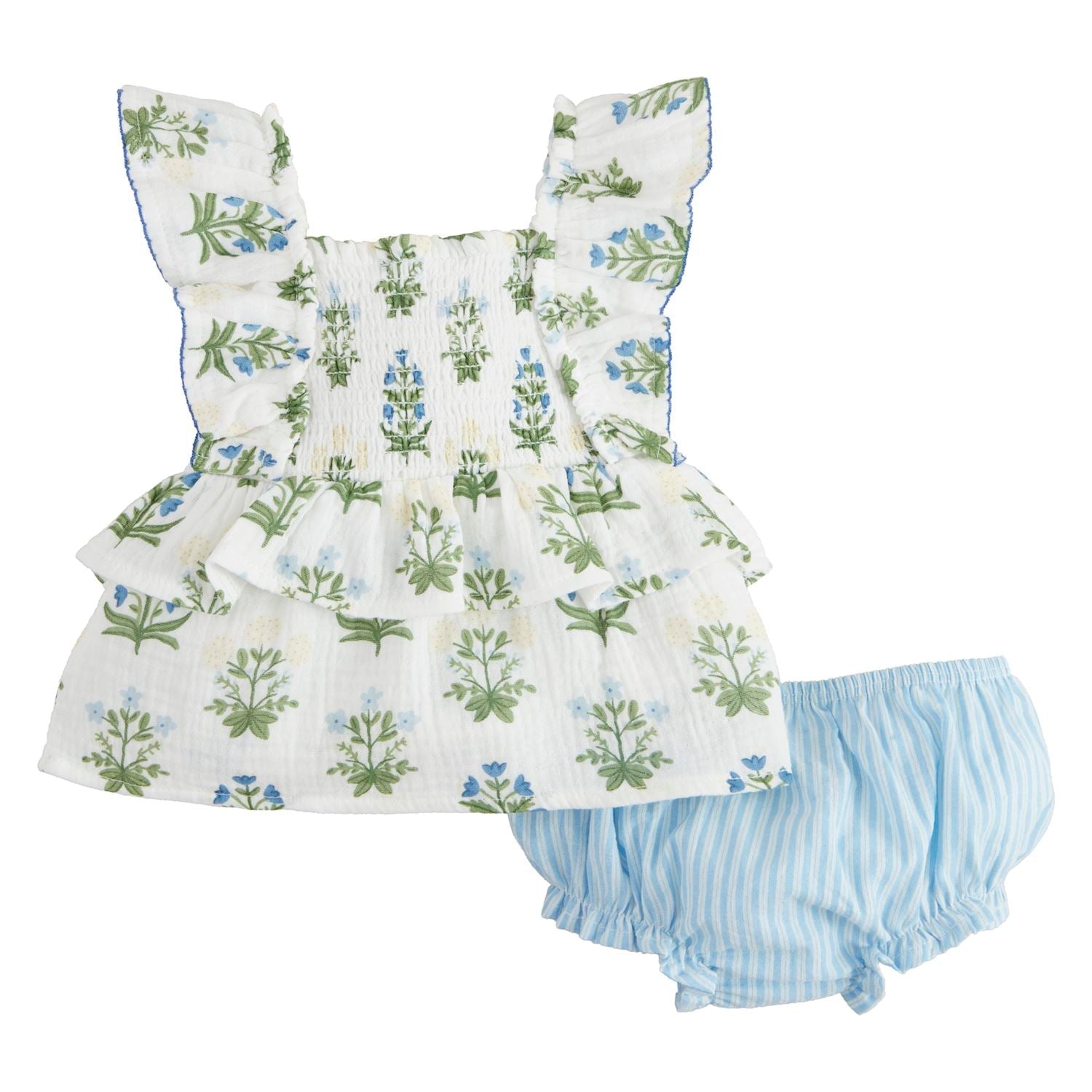 Blue Floral Pinafore Set by Mud Pie at Confetti Gift and Party Tuscaloosa Alabama