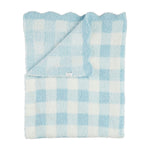 Blue Gingham Scallop Chenille Blanket by Mud Pie at Confetti Gift and Party Tuscaloosa Alabama