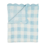 Blue Gingham Scallop Chenille Blanket by Mud Pie at Confetti Gift and Party Tuscaloosa Alabama