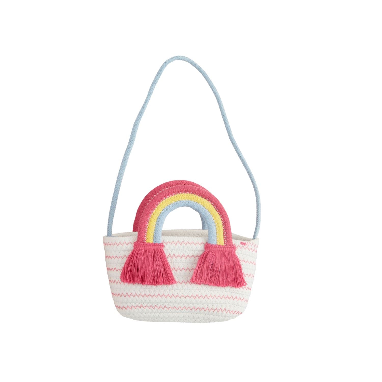 Blue Rainbow Cotton Rope Purse by Mud Pie at Confetti Gift and Party Tuscaloosa Alabama