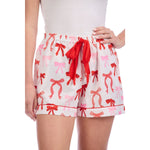Bow Holiday Pajama Shorts by Mud Pie at Confetti Gift and Party Tuscaloosa Alabama