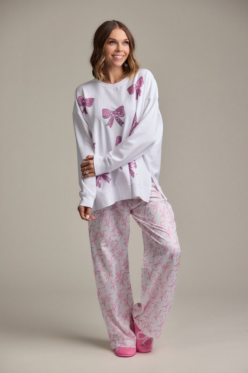 Bow Sparkle Sweatshirt by Mud Pie at Confetti Gift and Party Tuscaloosa Alabama