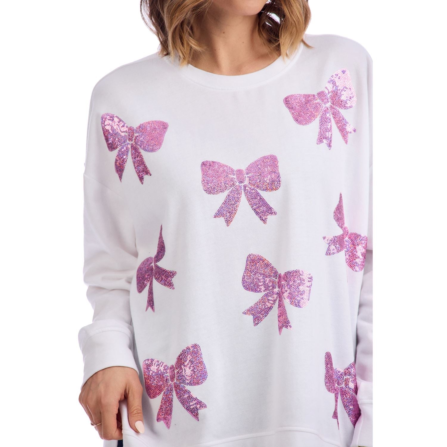 Bow Sparkle Sweatshirt by Mud Pie at Confetti Gift and Party Tuscaloosa Alabama