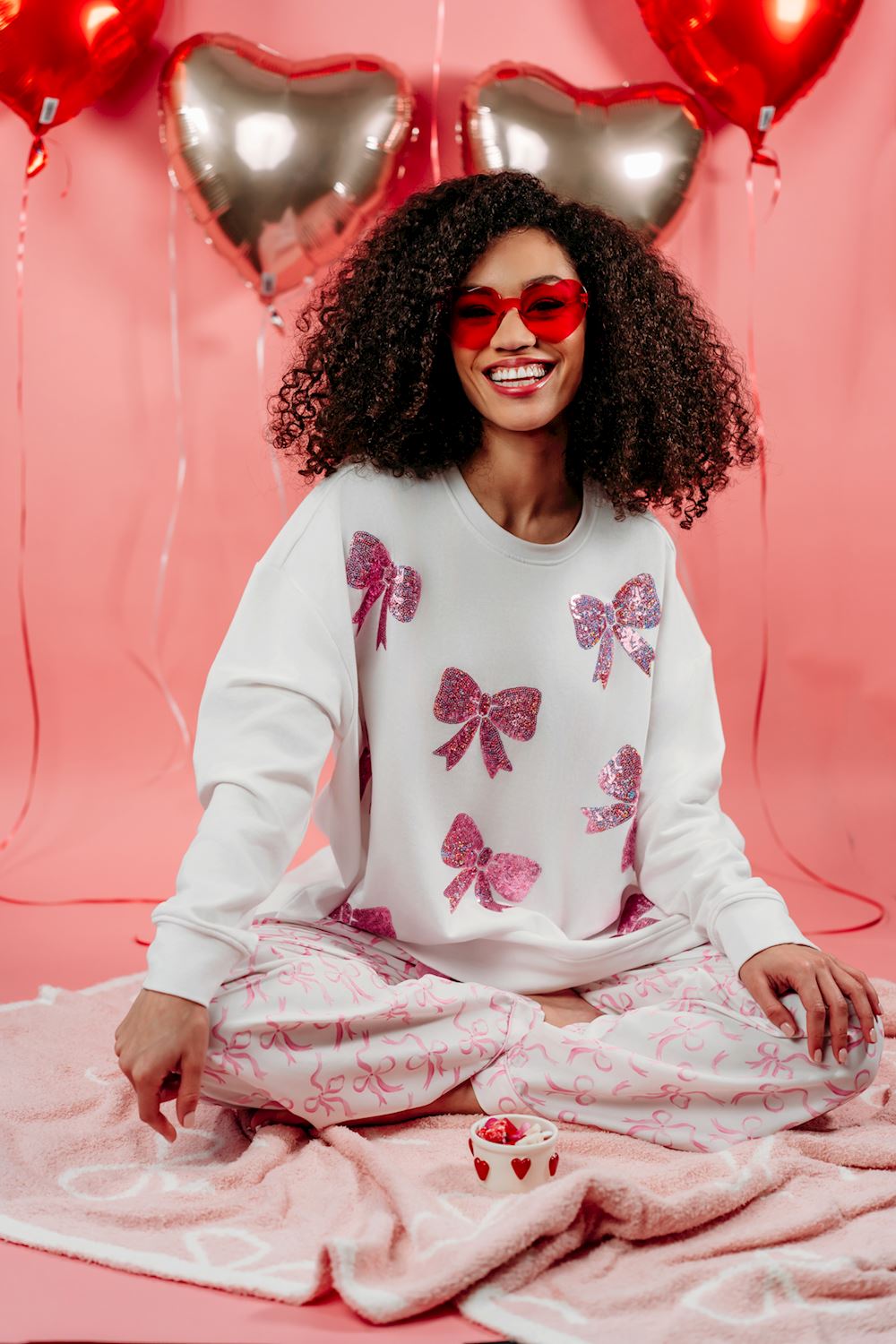 Bow Sparkle Sweatshirt by Mud Pie at Confetti Gift and Party Tuscaloosa Alabama