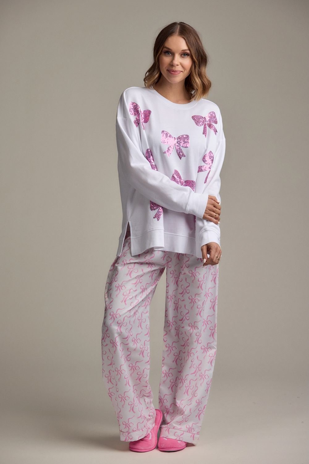 Bow Sparkle Sweatshirt by Mud Pie at Confetti Gift and Party Tuscaloosa Alabama