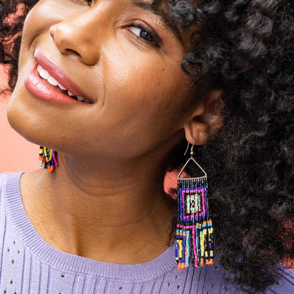 
                      
                        Brooke Squares Beaded Fringe Earrings by Ink + Alloy at Confetti Gift and Party
                      
                    