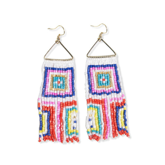 Brooke Squares Beaded Fringe Earrings by Ink + Alloy at Confetti Gift and Party