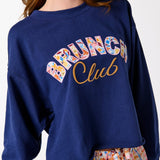 Brunch Club Lounge Sweatshirt – Navy Floral Appliqué Pullover by Shiraleah at Confetti Gift and Party Tuscaloosa Alabama