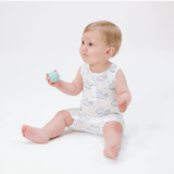 Bubbly Whale Blue Ribbed Sleeveless Shortie Romper by Angel Dear at Confetti Gift and Party Tuscaloosa Alabama
