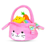 Pink bunny plush basket