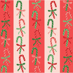 Punch Studio Candy Cane Lane Gift Wrap Roll featuring red, green, and pink candy canes with bows, 30" x 120".
