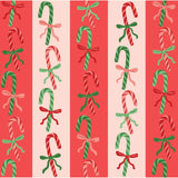 Punch Studio Candy Cane Lane Gift Wrap Roll featuring red, green, and pink candy canes with bows, 30" x 120".