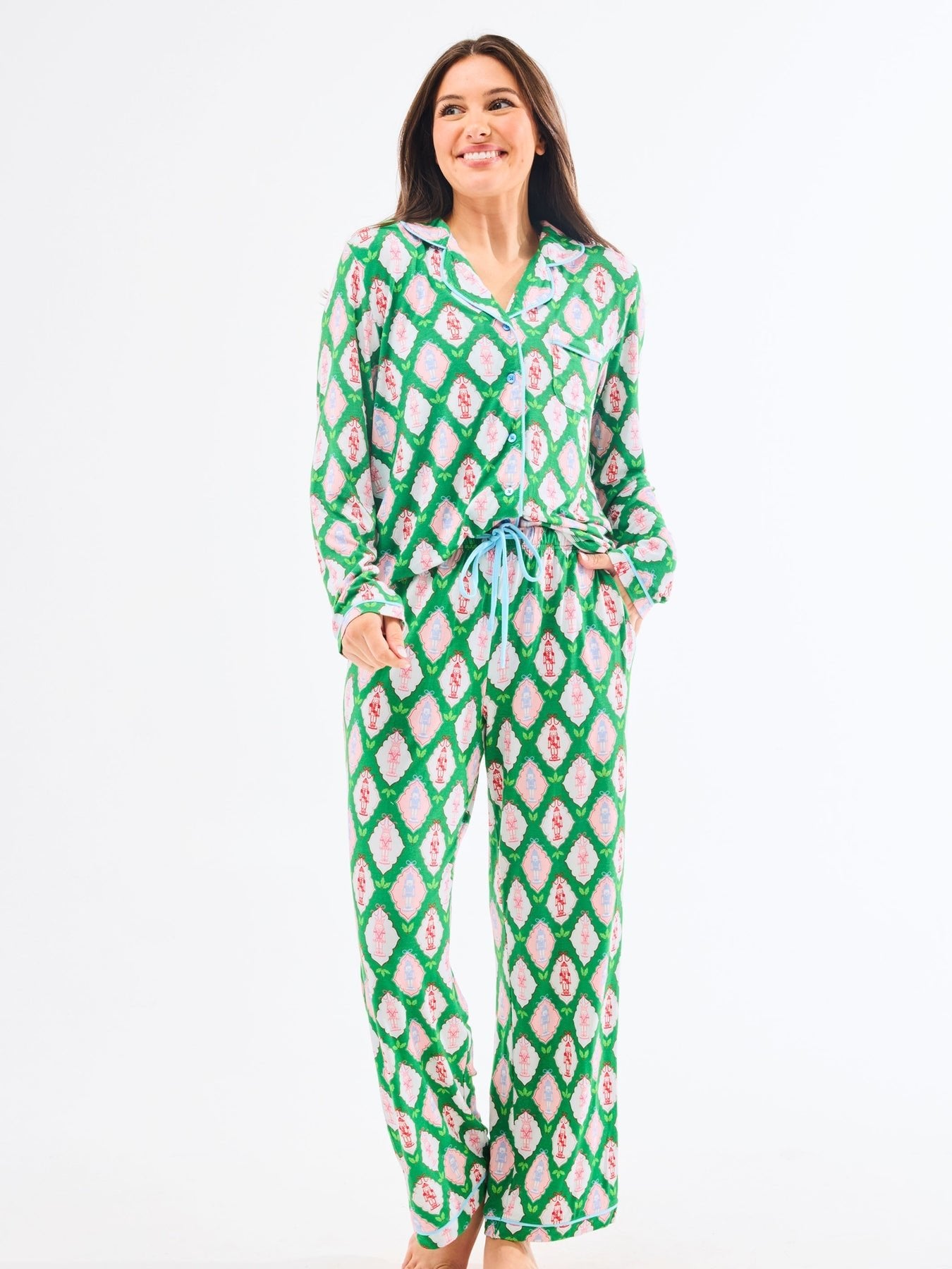 Charlotte Pajama Pant Set (Long Sleeve) - Christmas Calvary by Mary Square at Confetti Gift and Party Tuscaloosa Alabama