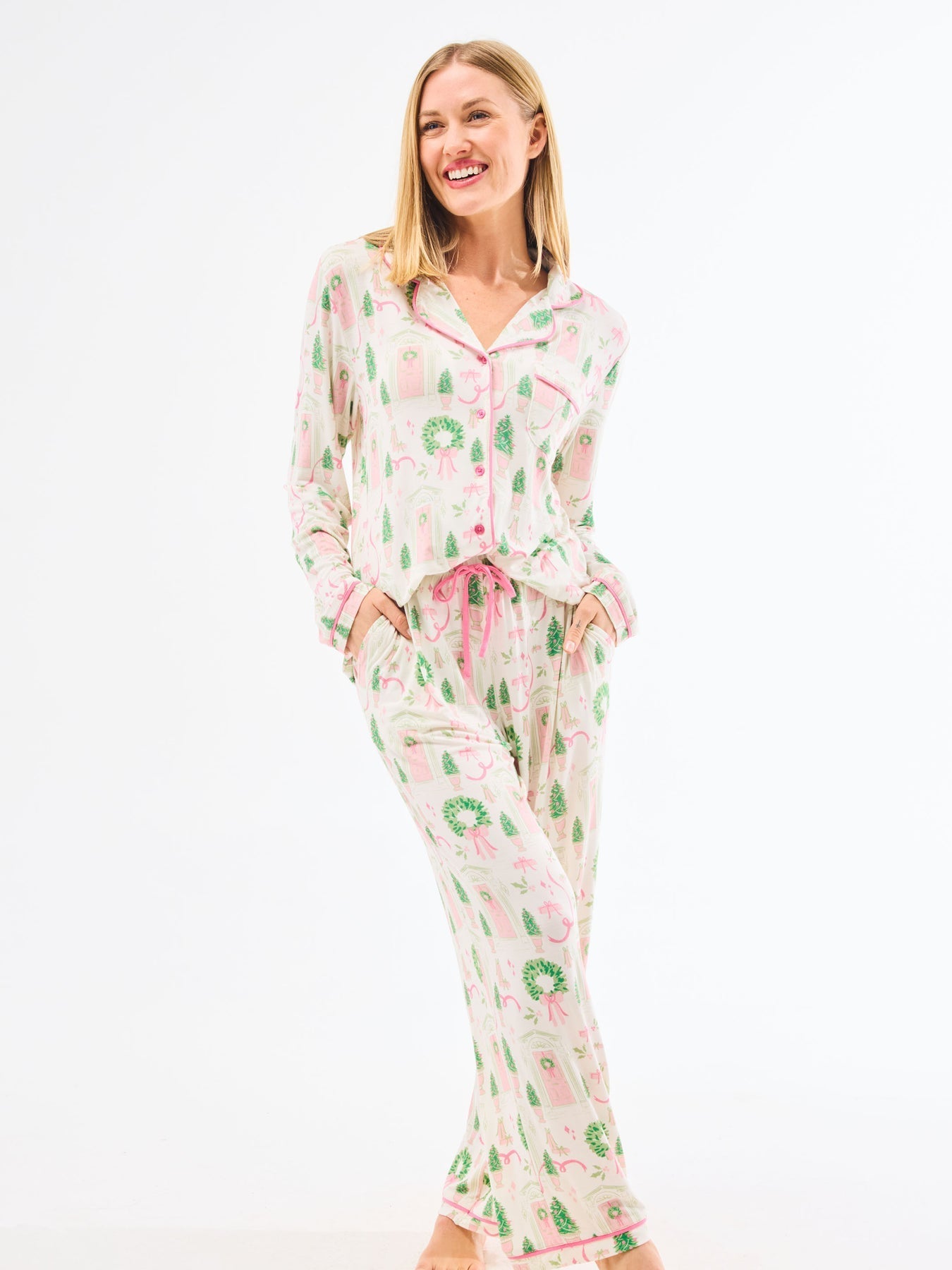 Charlotte Pajama Pant Set (Long Sleeve) - Home for Christmas by Mary Square at Confetti Gift and Party Tuscaloosa Alabama