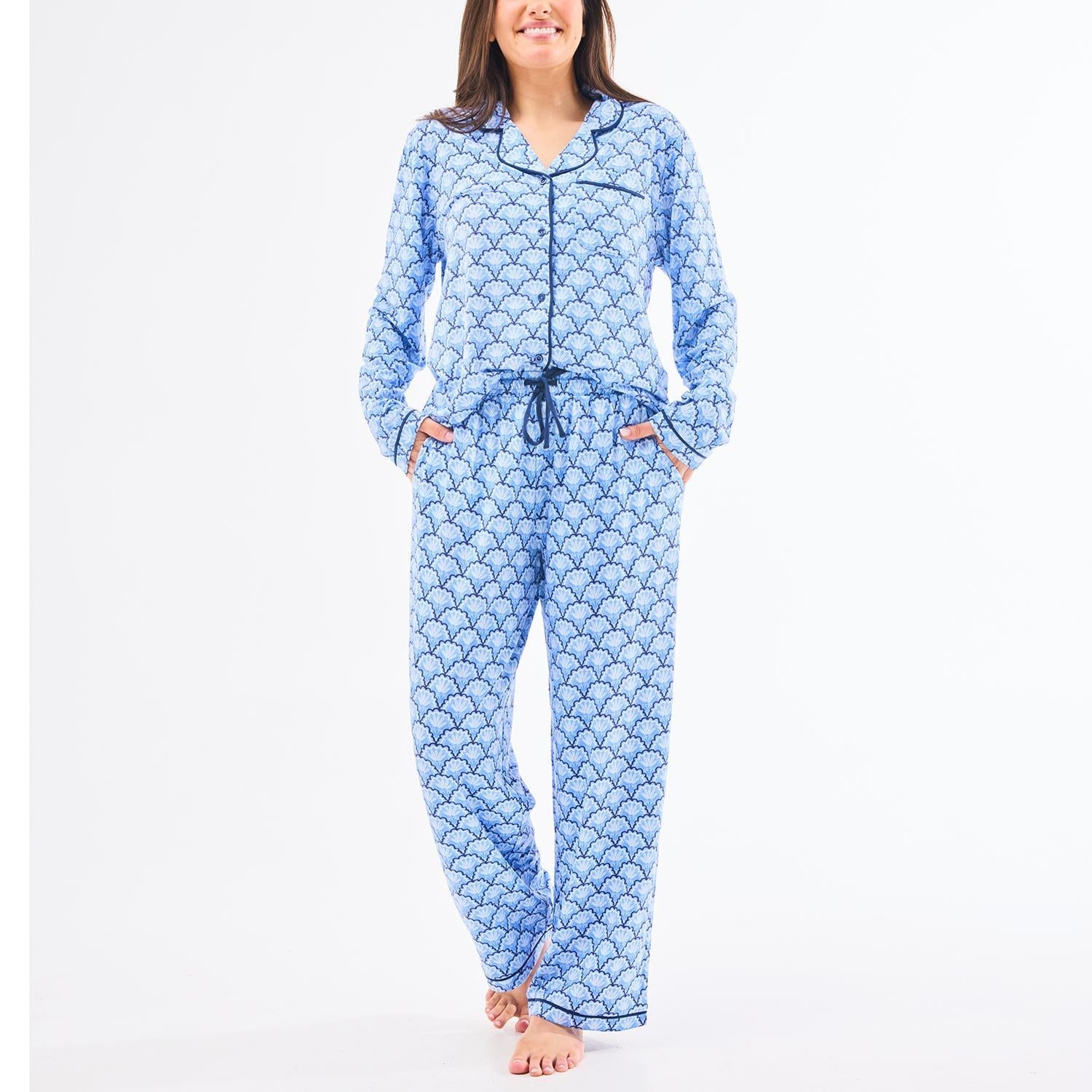 Charlotte Pajama Pant Set (Long Sleeve) - Second Glance Blue by Mary Square at Confetti Gift and Party Tuscaloosa Alabama