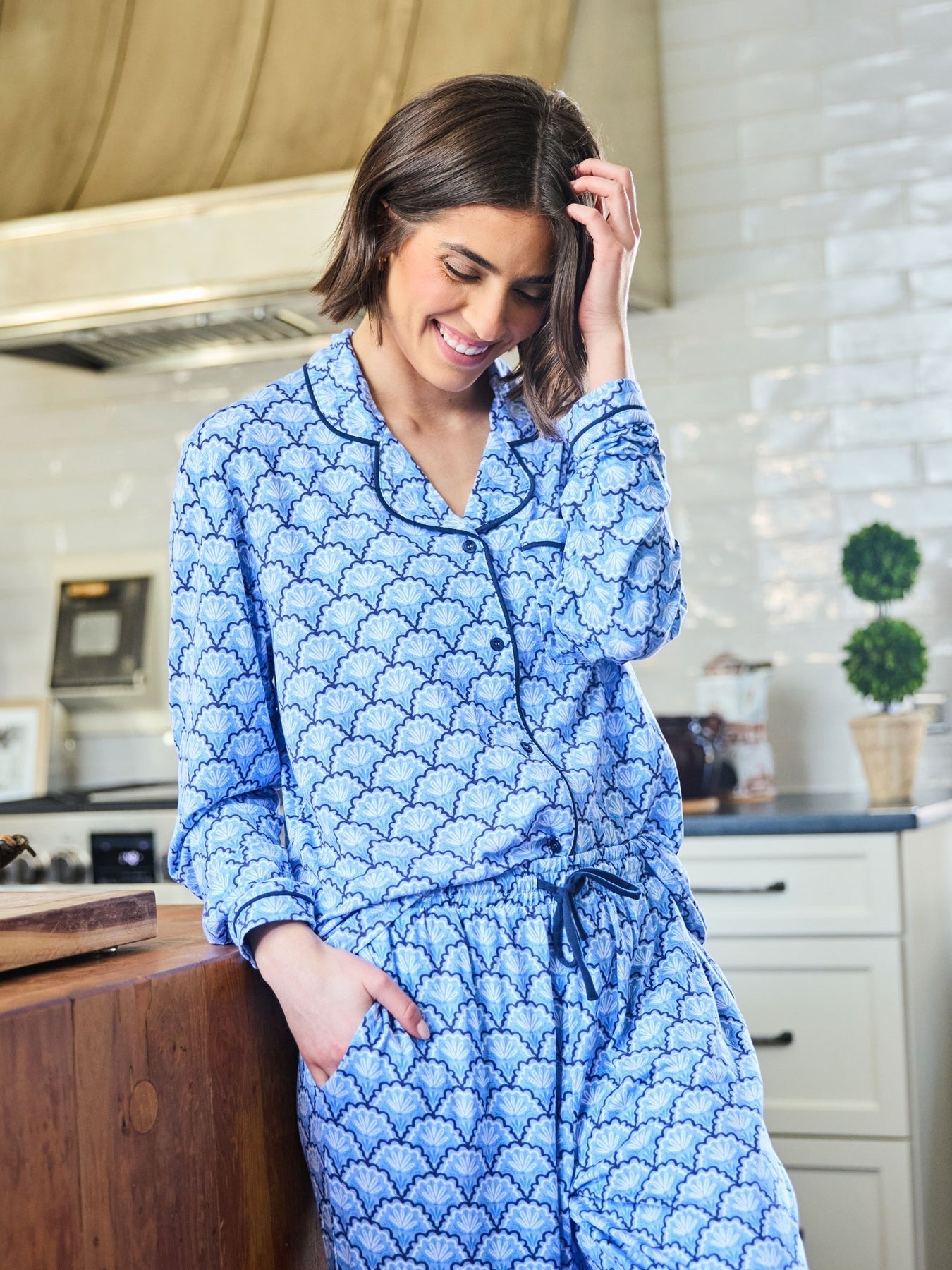 Charlotte Pajama Pant Set (Long Sleeve) - Second Glance Blue by Mary Square at Confetti Gift and Party Tuscaloosa Alabama