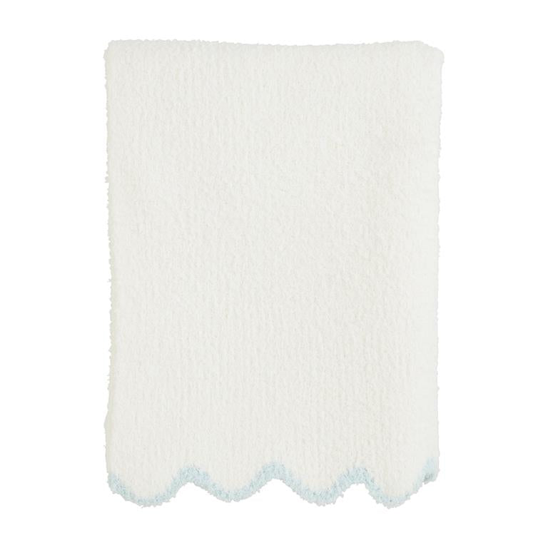 Chenille Baby Blanket - Blue Scallop by Mud Pie at Confetti Gift and Party