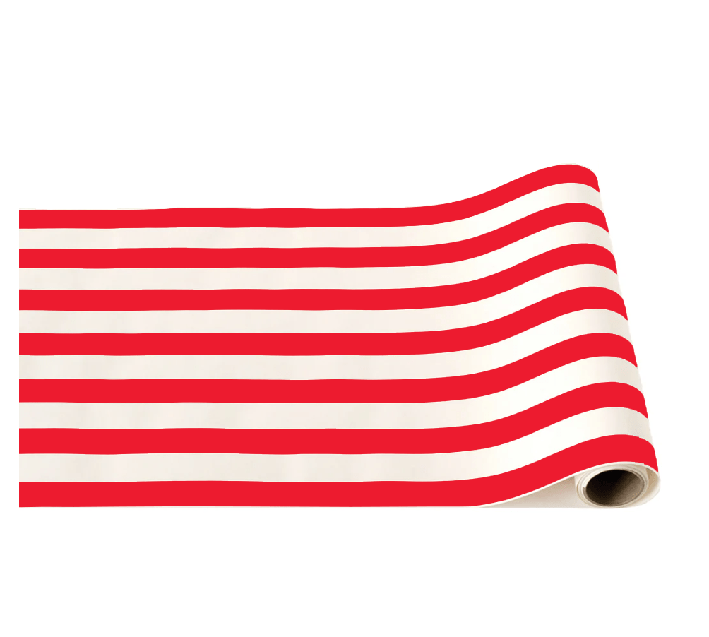 Cherry Red Signature Cabana Stripe Table Runner by Bonjour Fête at Confetti Gift and Party Tuscaloosa Alabama