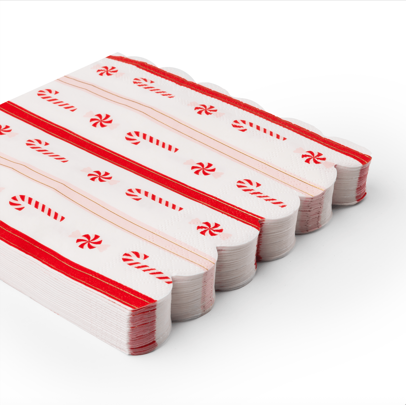 Christmas Peppermint Candy Large Scalloped Napkins by Bonjour Fête at Confetti Gift and Party Tuscaloosa Alabama