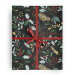 Christmas Watercolor Greenery Black Wrapping Paper Roll by Vivie and Ash at Confetti Gift and Party Tuscaloosa Alabama