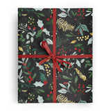 Christmas Watercolor Greenery Black Wrapping Paper Roll by Vivie and Ash at Confetti Gift and Party Tuscaloosa Alabama