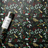 Christmas Watercolor Greenery Black Wrapping Paper Roll by Vivie and Ash at Confetti Gift and Party Tuscaloosa Alabama