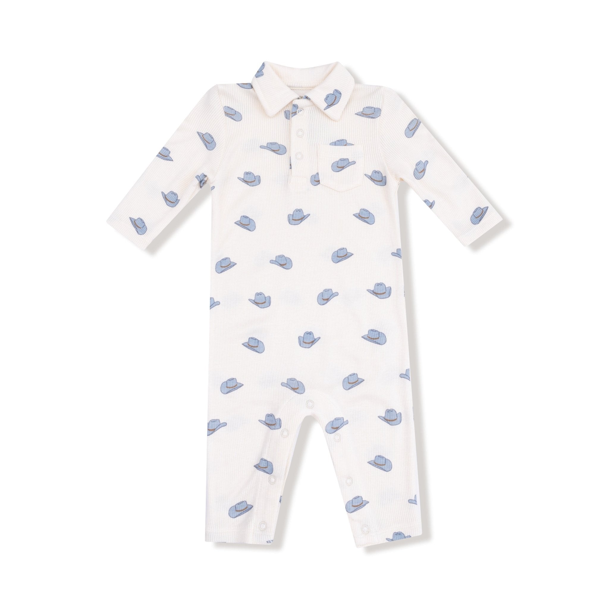 Classic Comfort Polo Romper – Cow Boy Hats by Angel Dear at Confetti Gift and Party Tuscaloosa Alabama