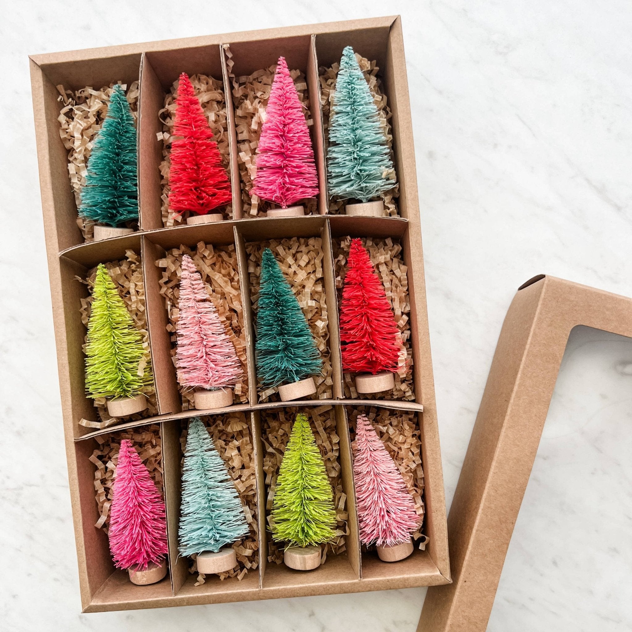 Colorful Bottle Brush Trees - Set of 12 by Trim & Twine at Confetti Gift and Party Tuscaloosa Alabama