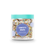 Jar of Candy Club confetti drops on a white background