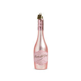 Eric Cortina 5.75-inch pink glass champagne bottle ornament with “Congratulations” label, gift boxed.