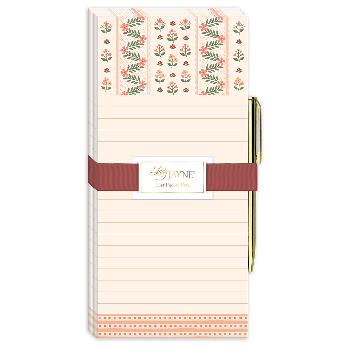 Coral Stripe Sweet Boutique Magnetic Notepad with Pen by lady jayne at Confetti Gift and Party Tuscaloosa Alabama