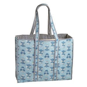 Cornflower Block Print Tote by Mud Pie at Confetti Gift and Party Tuscaloosa Alabama