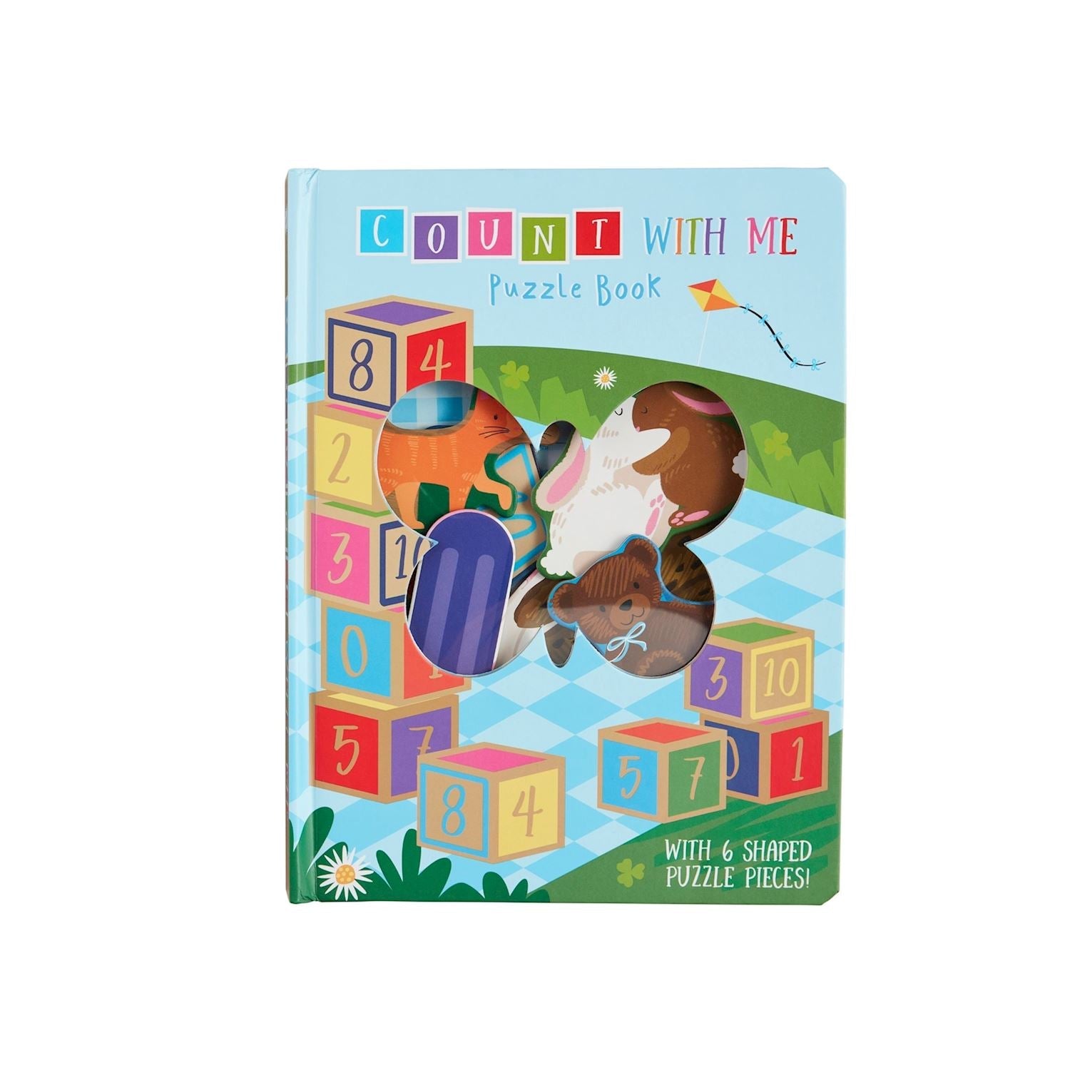 Count With Me Puzzle Book for toddlers with shaped number puzzle pieces and colorful counting blocks