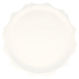 Large white compostable party plate with wavy edge, made from bamboo and sugarcane pulp