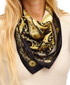 Cream Scarf with Black and Gold Border by Golden Stella at Confetti Gift and Party Tuscaloosa Alabama