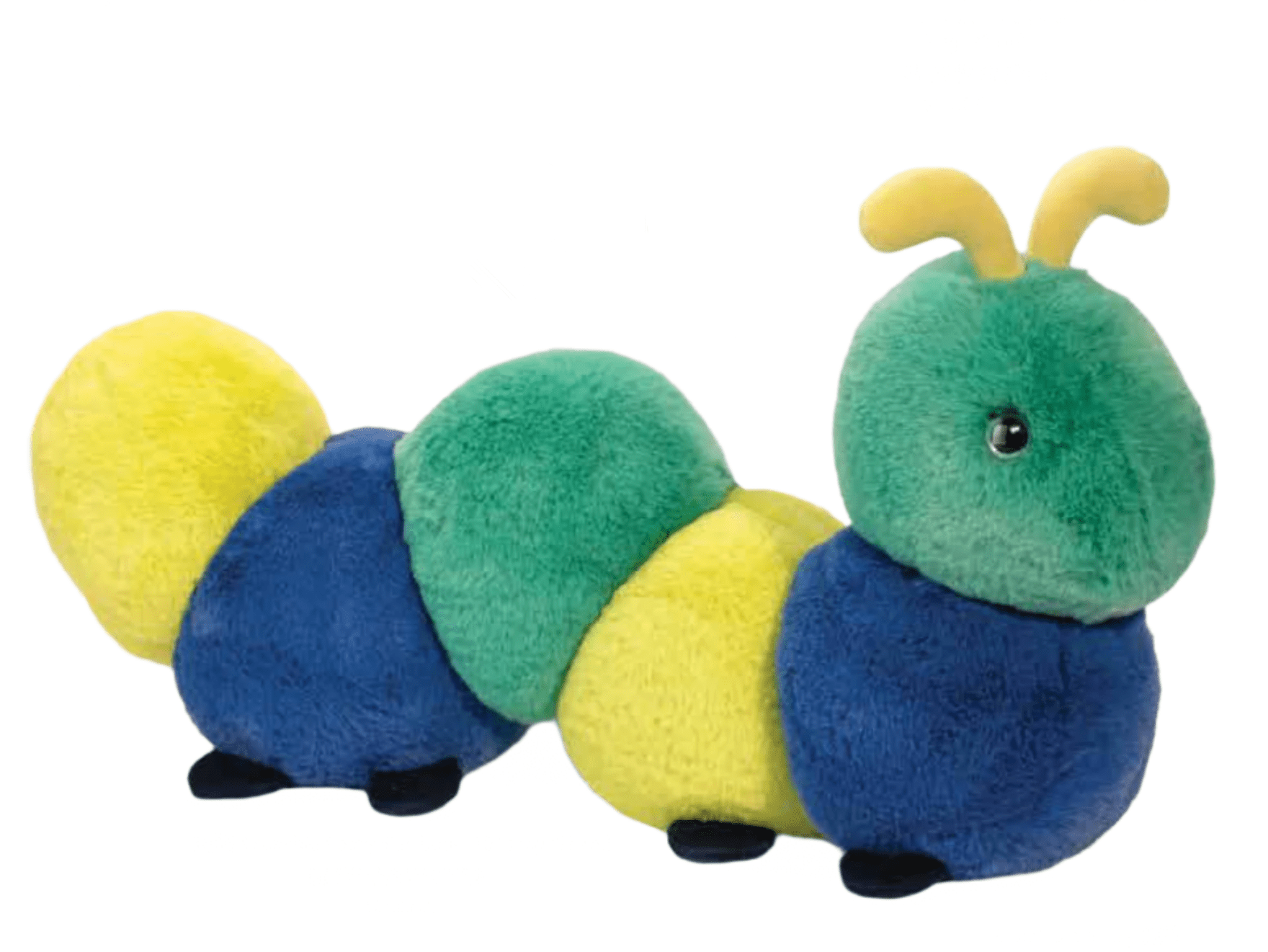 21-inch Crunchie Caterpillar plush toy with soft stretchy texture, multi-colored body, and smiling embroidered face.