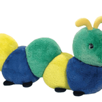 21-inch Crunchie Caterpillar plush toy with soft stretchy texture, multi-colored body, and smiling embroidered face.