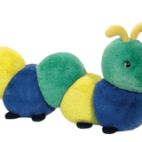 21-inch Crunchie Caterpillar plush toy with soft stretchy texture, multi-colored body, and smiling embroidered face.