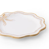 Elegant Ivory Bow Scalloped Dinner Plates with Gold Foil