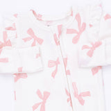 Angel Dear Pretty Bows Ruffle Sleeve Zipper Footie