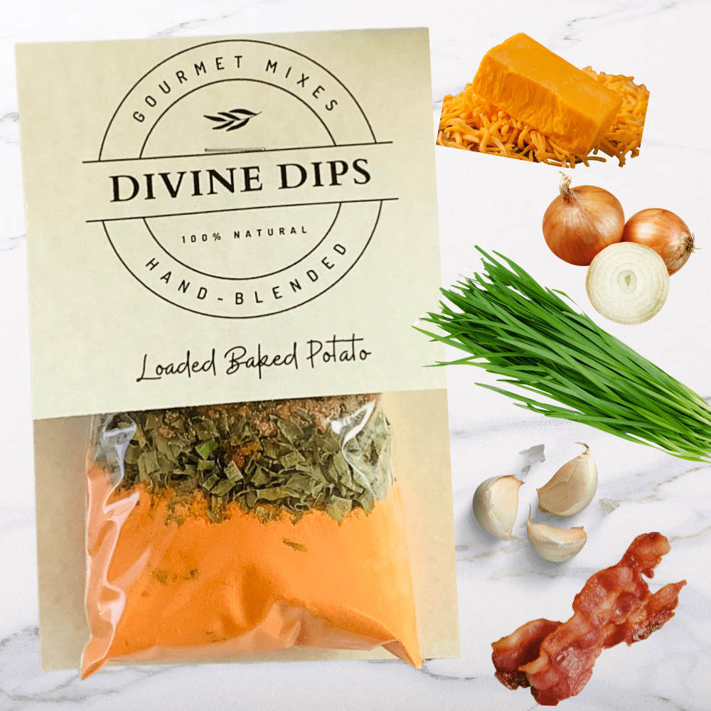 Divine Dips - Loaded Baked Potato Seasoning Dip Mix & Cheese ball by Divine Dips at Confetti Gift and Party Tuscaloosa Alabama