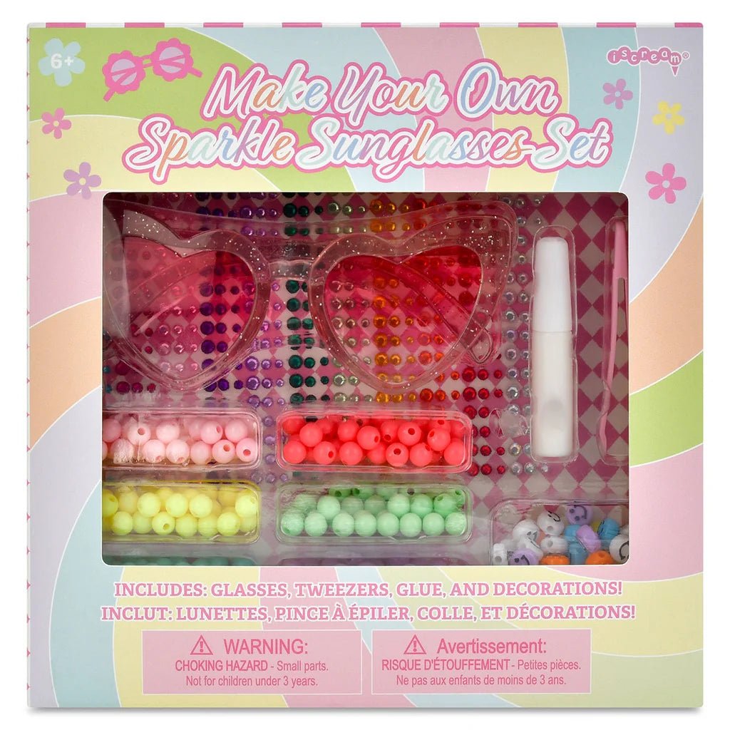 DIY Sparkle Sunglasses Kit with heart-shaped glasses and assorted beads
