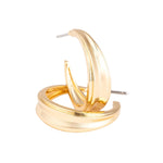 Millie brass-plated shiny 1-inch hoop earrings with curve detail