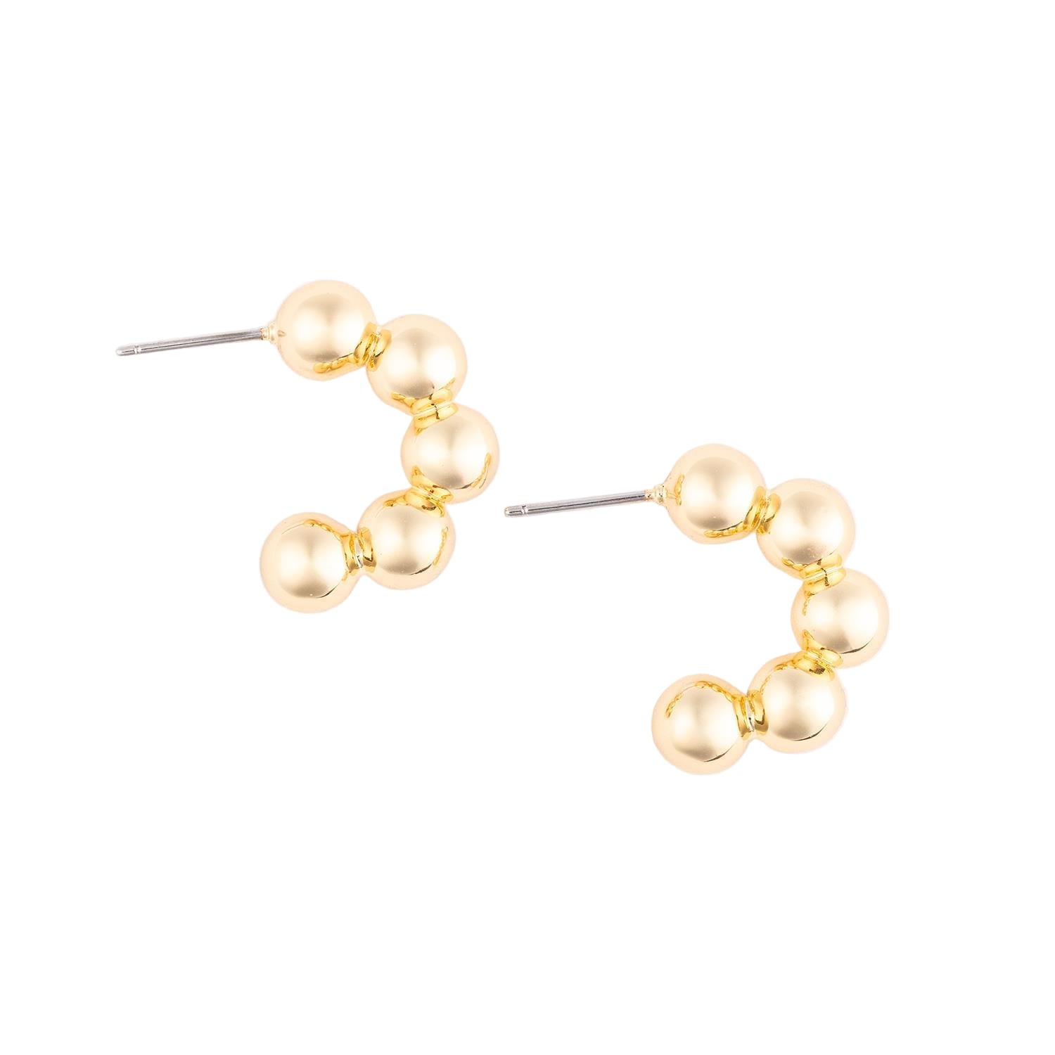 Natalia brass-plated shiny 1-inch hoop earrings with ball detail