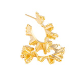 Quinn brass-plated shiny 1-inch hoop earrings with wavy detail