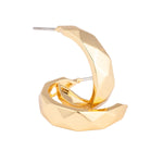 Rhodes brass-plated shiny 1-inch hoop earrings with diamond texture