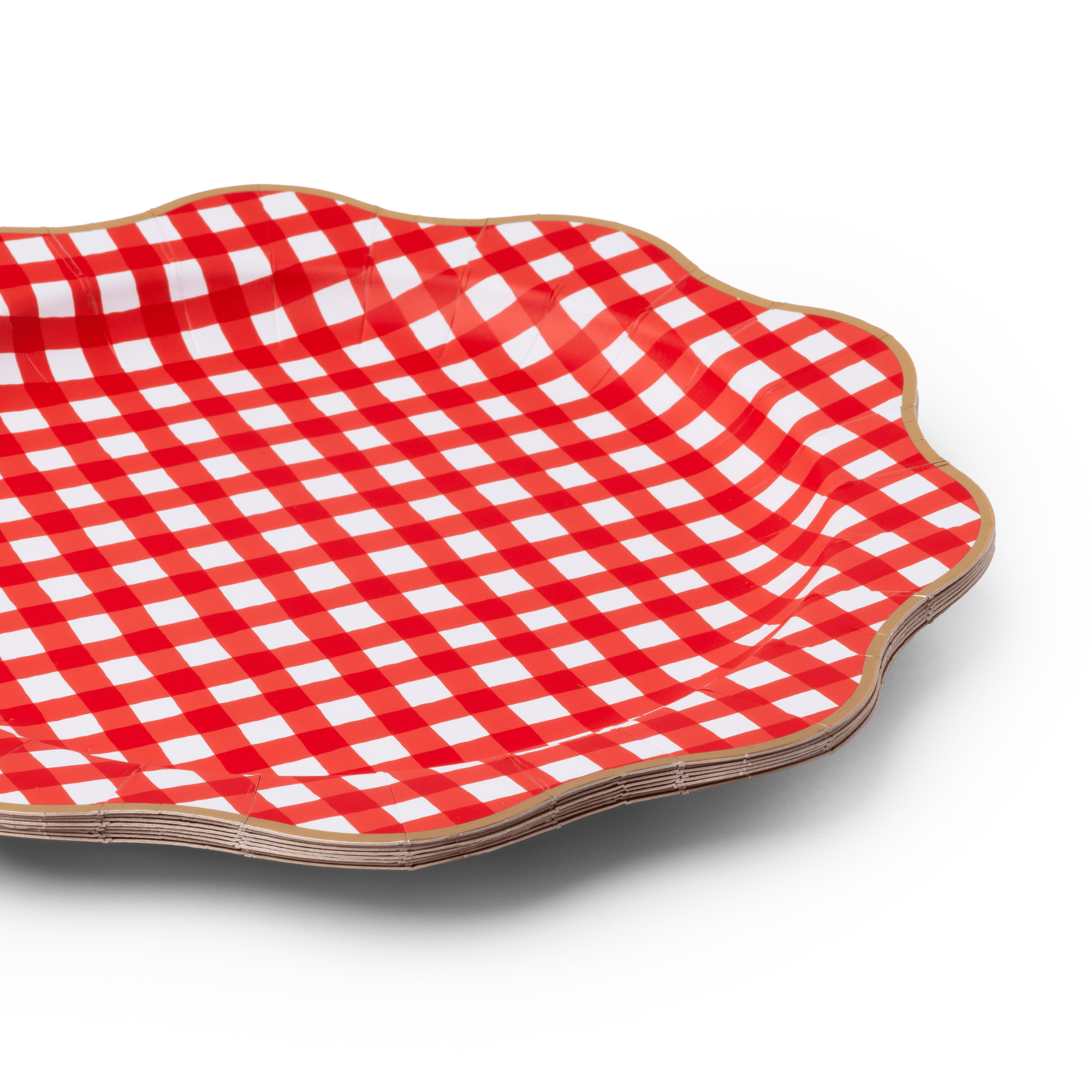 Elegant Cherry Red Gingham Dinner Plates by Bonjour Fête at Confetti Gift and Party Tuscaloosa Alabama
