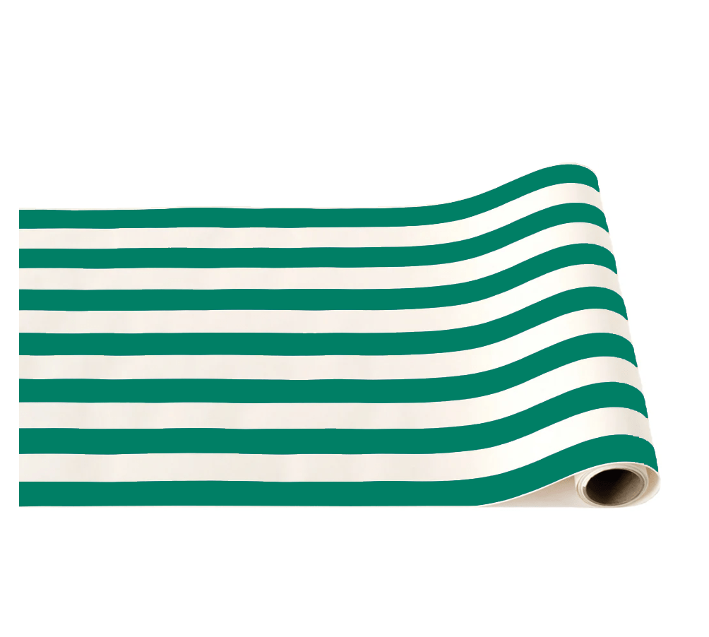 Emerald Green Bonjour Fête Signature Stripe Table Runner by Bonjour Fête at Confetti Gift and Party Tuscaloosa Alabama