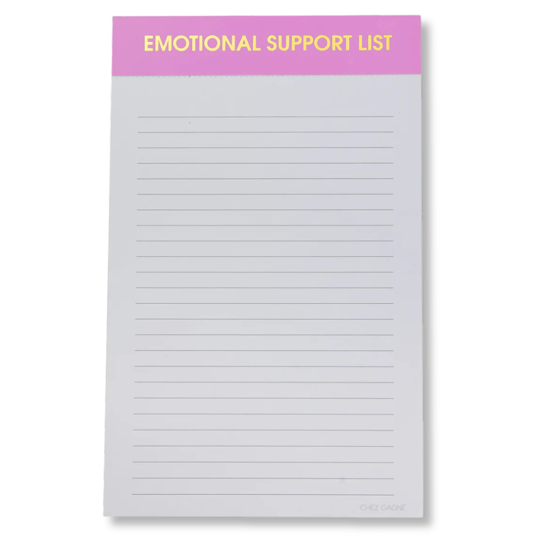 Emotional Support List - Lined Notepad - Perforated Sheets - Lavender by Chez Gagné at Confetti Gift and Party Tuscaloosa Alabama
