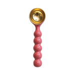 Pink and gold enameled aluminum ice cream scoop with round ball handle